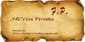 Fórizs Piroska névjegykártya