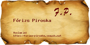 Fórizs Piroska névjegykártya