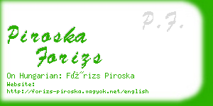 piroska forizs business card